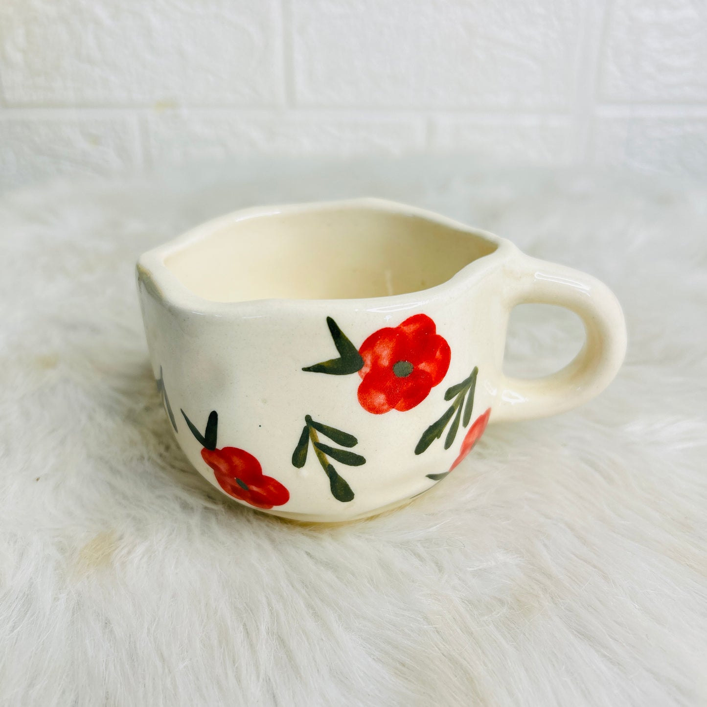 Red Floral Cup Saucer (Pack of 1)