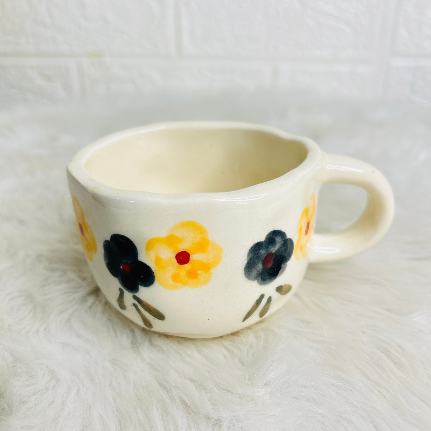 Yellow Flower Cup Saucer (Pack of 1)