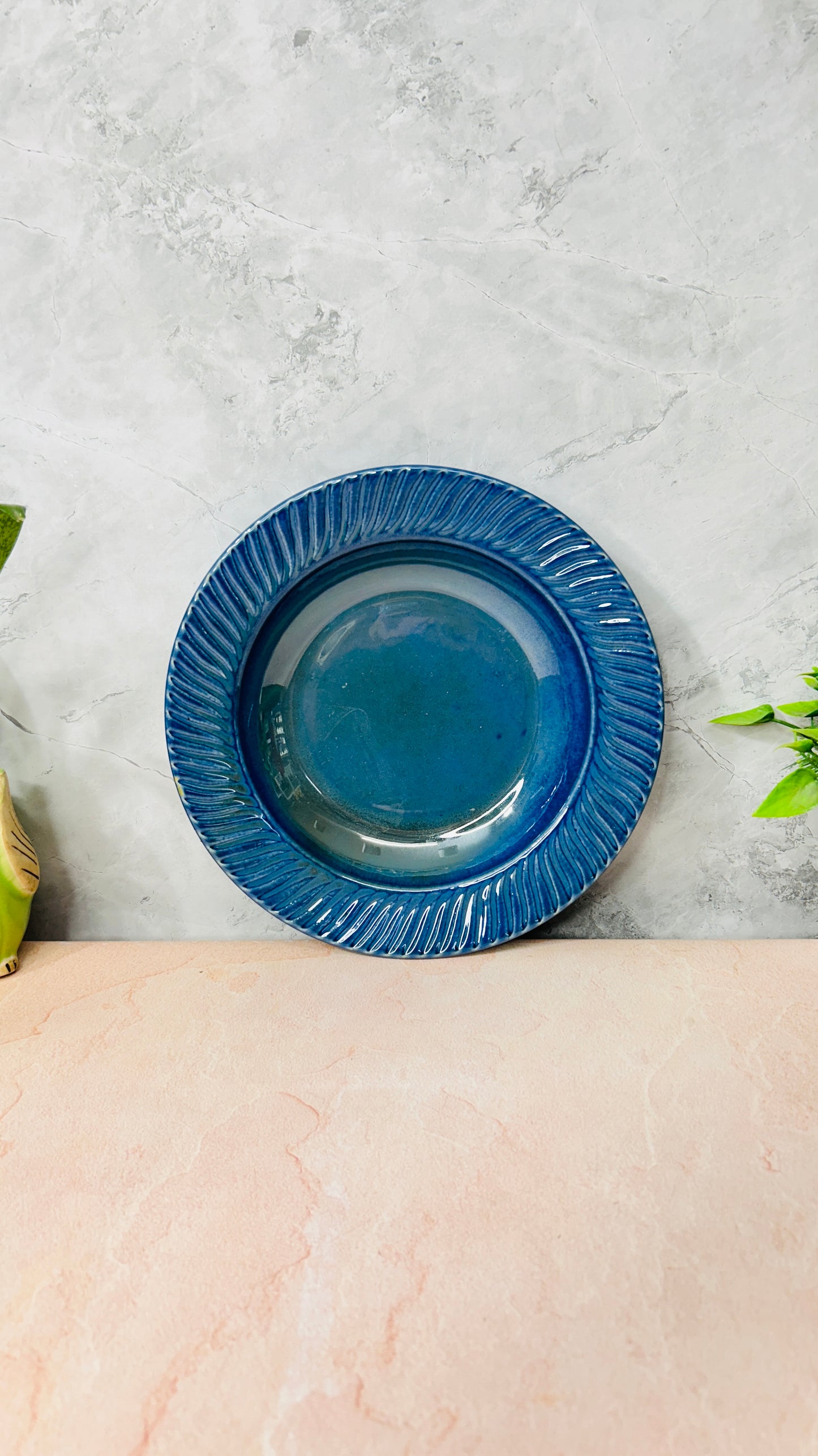Blue Spiral Pasta Plate 10 inch (Pack of 1)