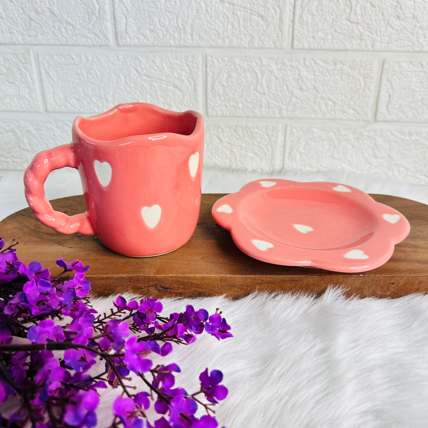 Pink Love Mug with Saucer (Pack of 1)