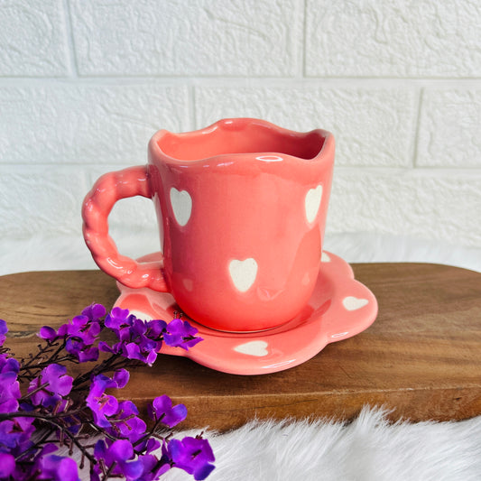 Pink Love Mug with Saucer (Pack of 1)