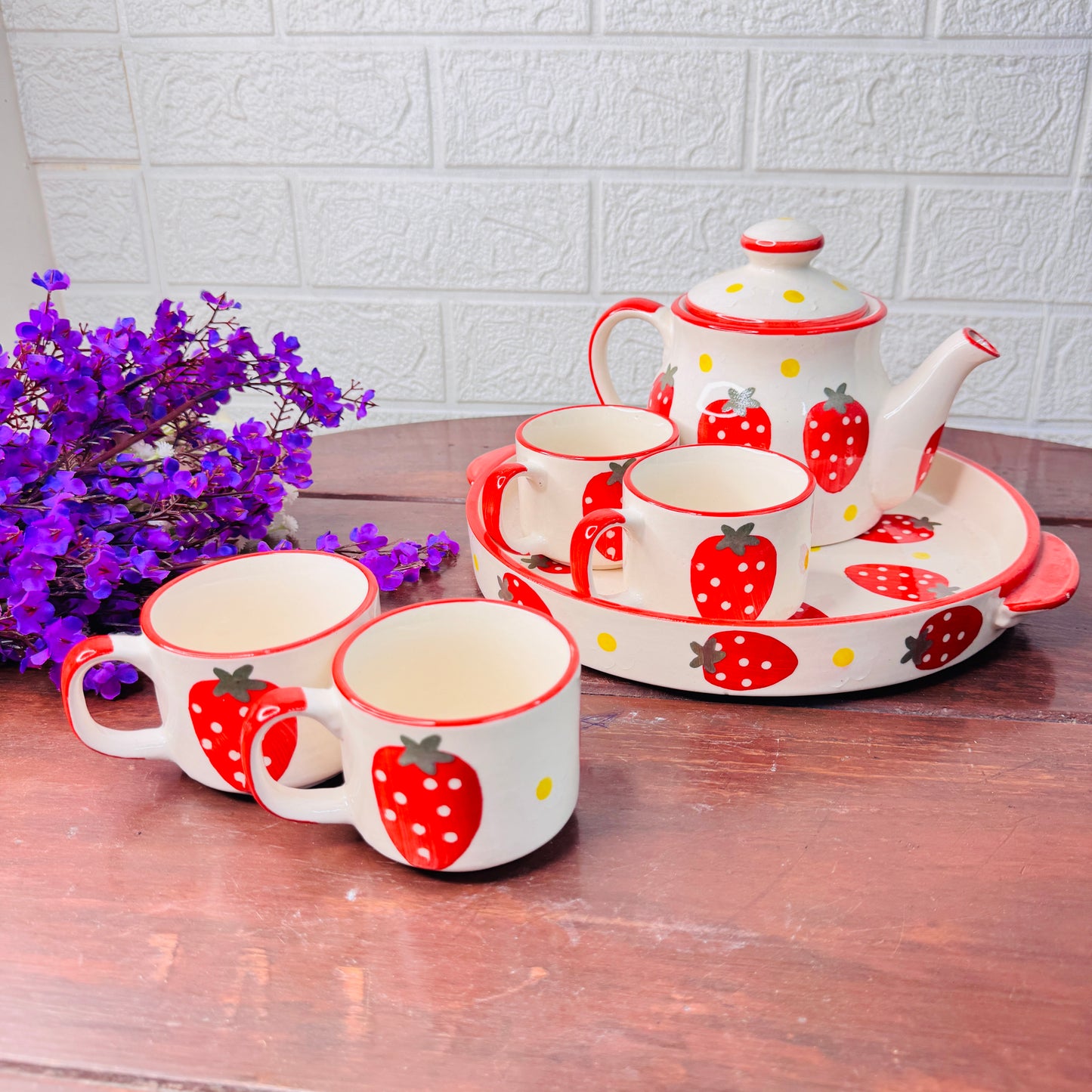 Strawberry Bliss Ceramic Tea Set