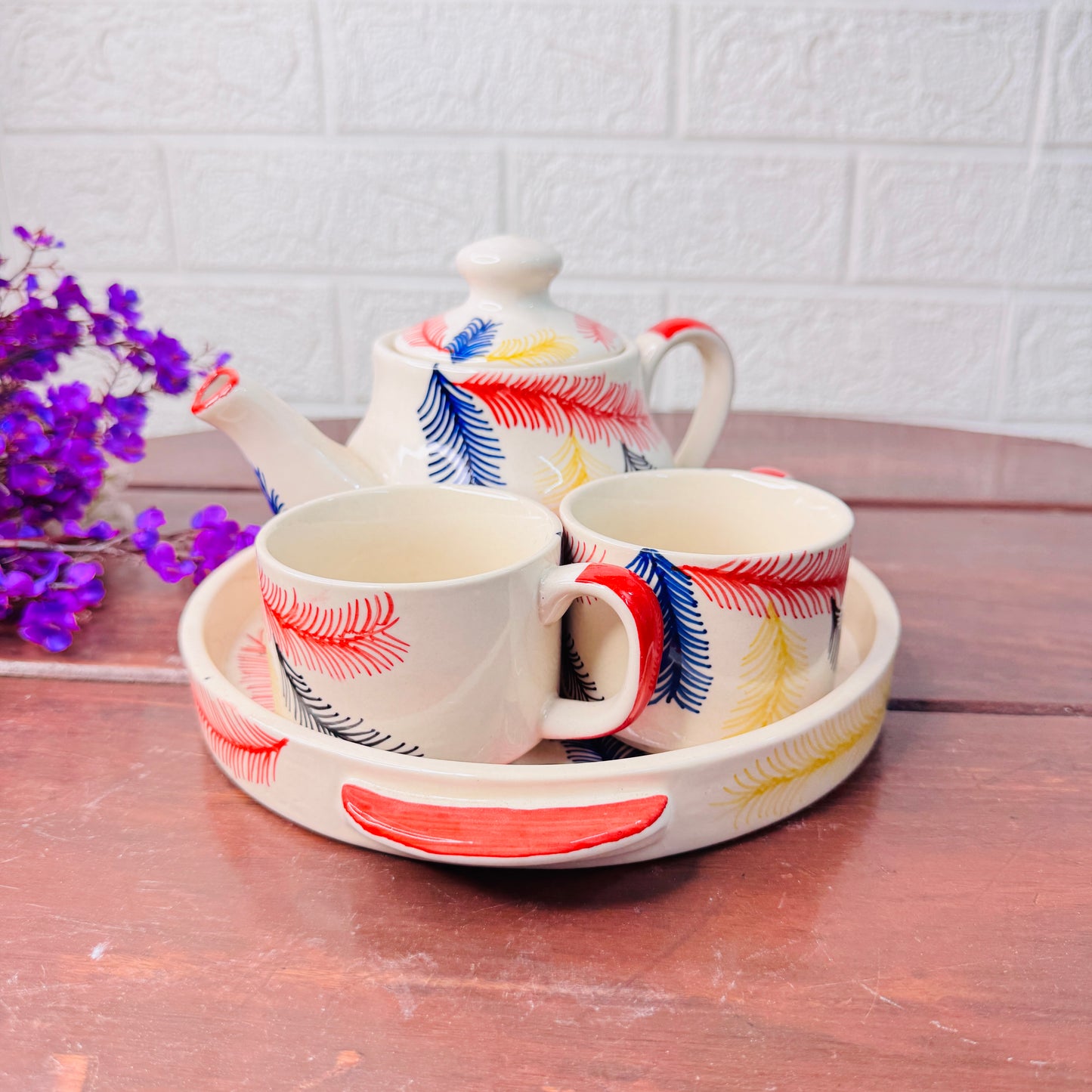 Feather Delight Ceramic Tea Set