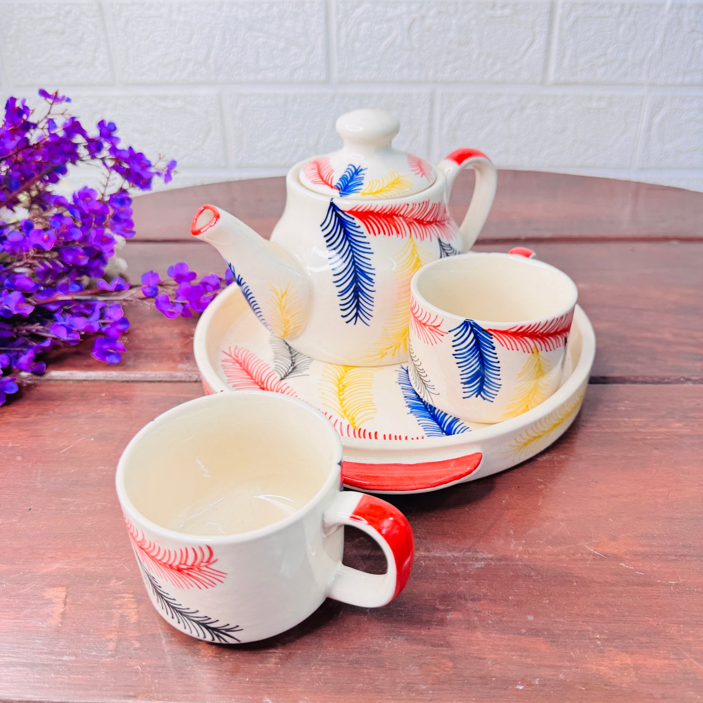 Feather Delight Ceramic Tea Set
