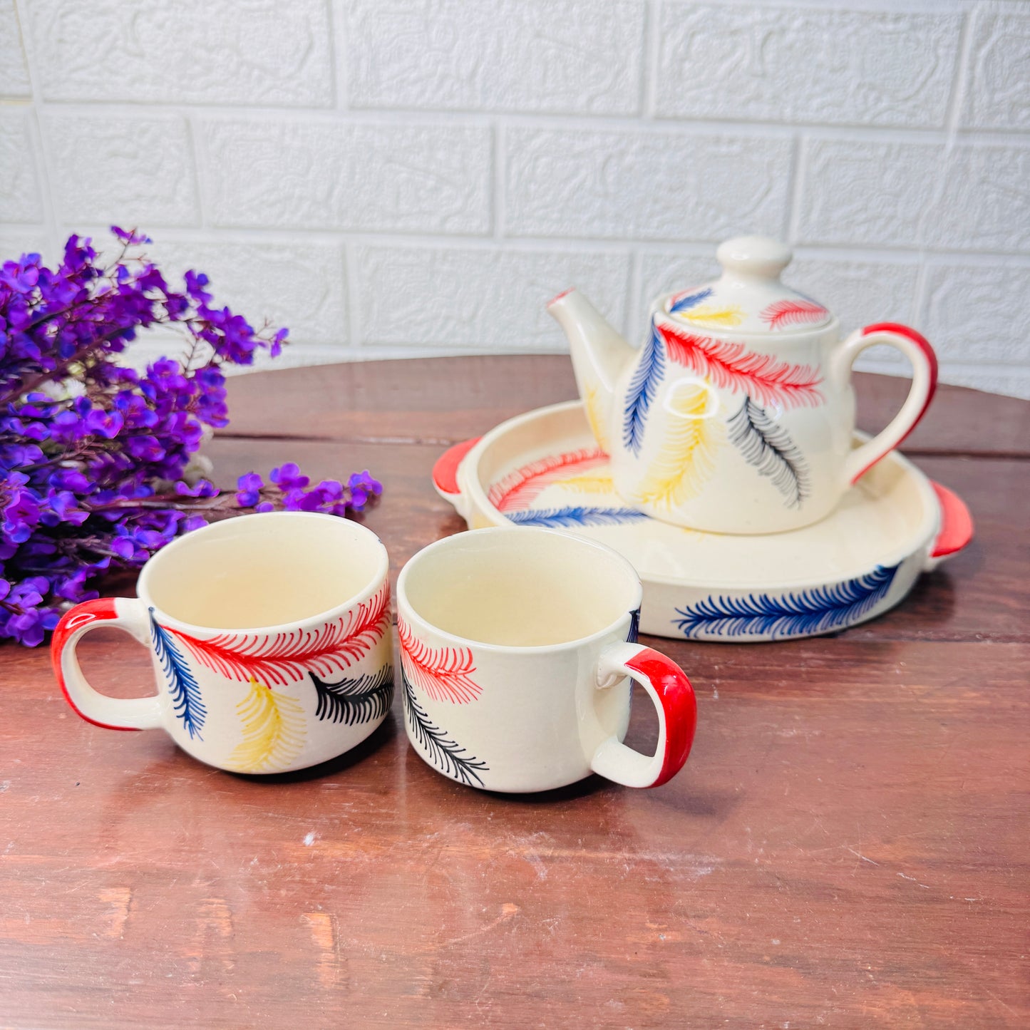 Feather Delight Ceramic Tea Set