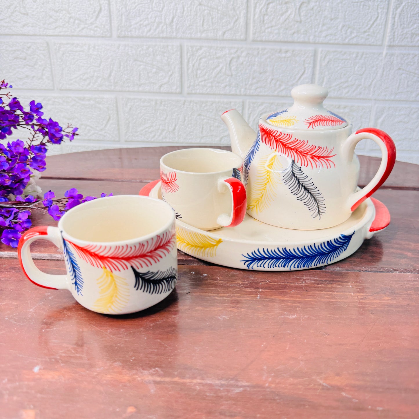 Feather Delight Ceramic Tea Set