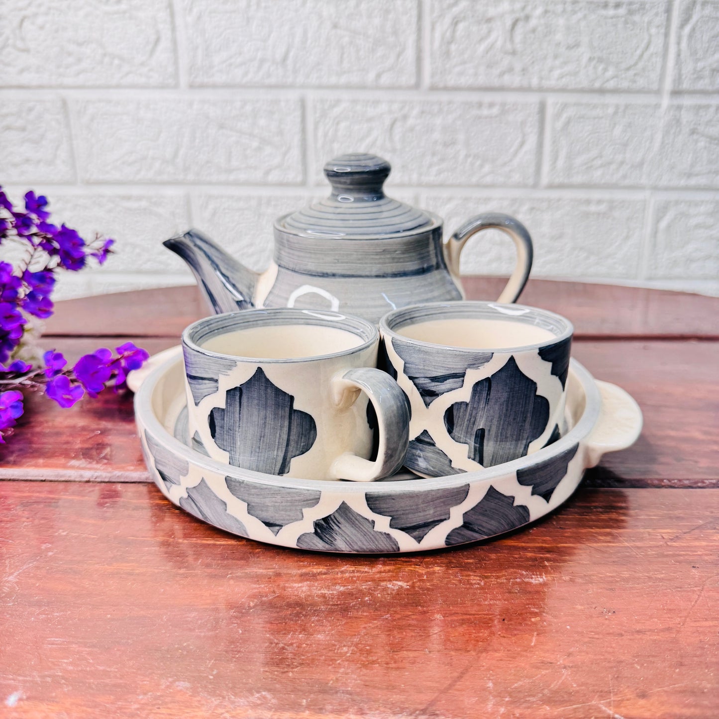 Moroccan Grey Ceramic Tea Set