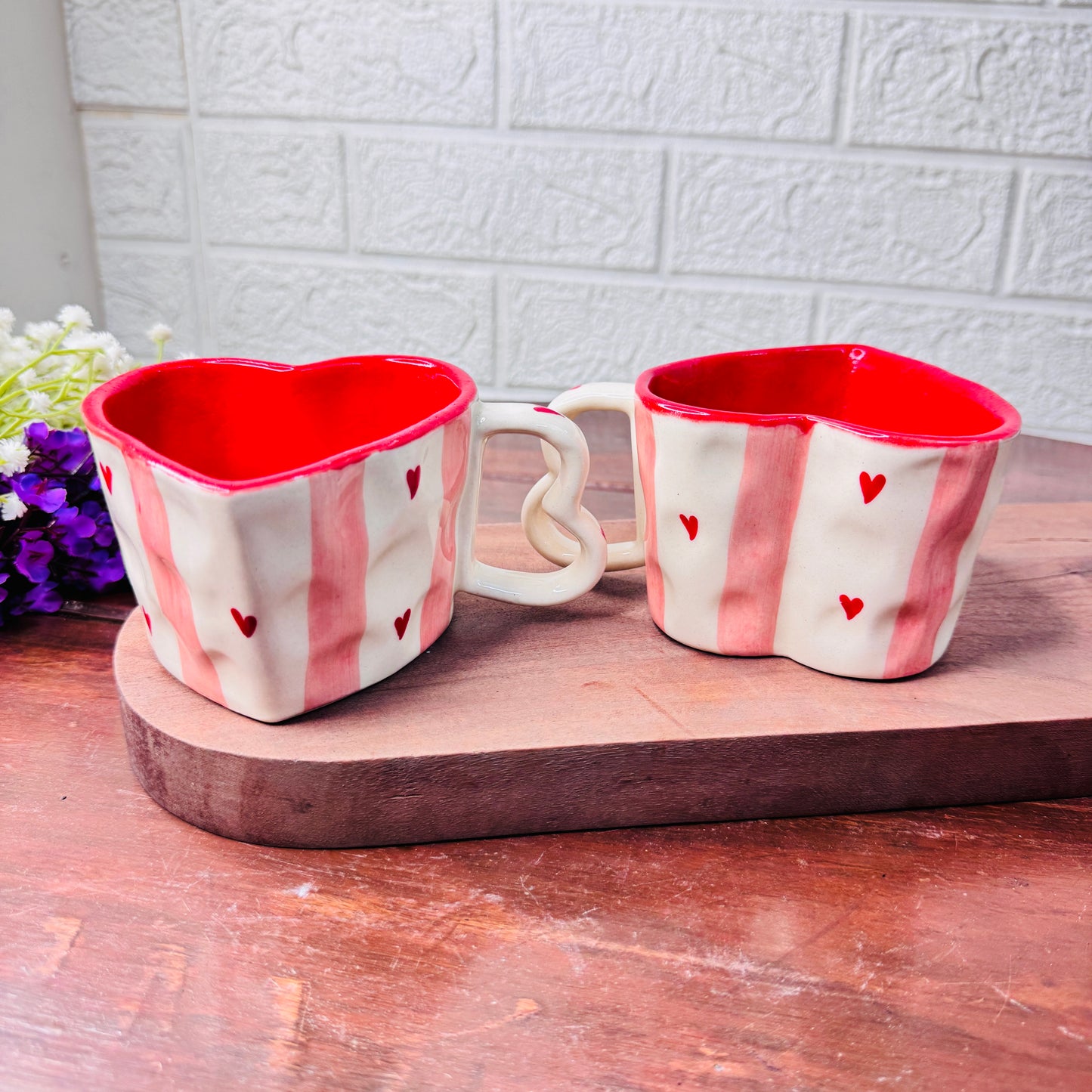 Heart-Shaped Ceramic Mug – Red & Pink Love Edition