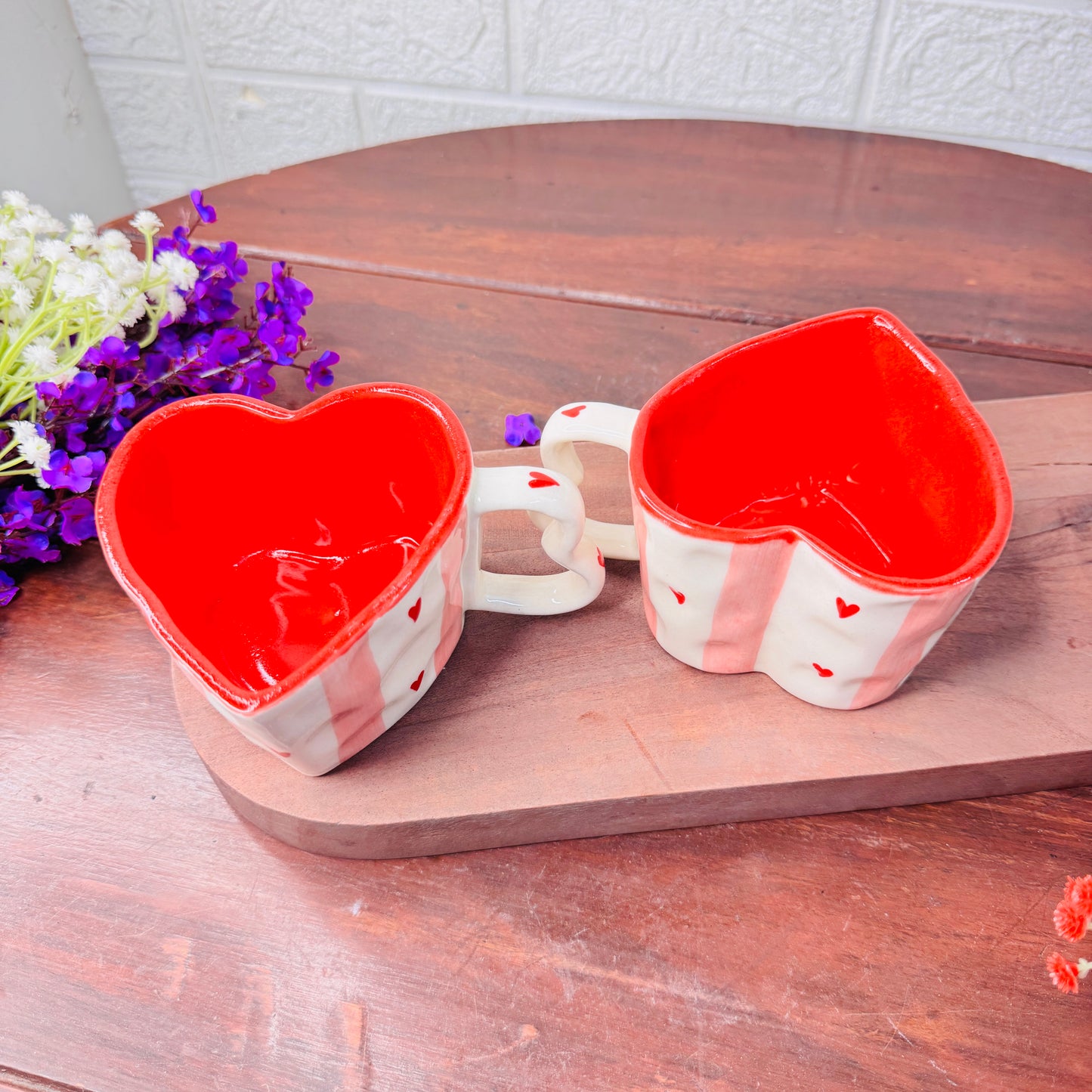 Heart-Shaped Ceramic Mug – Red & Pink Love Edition