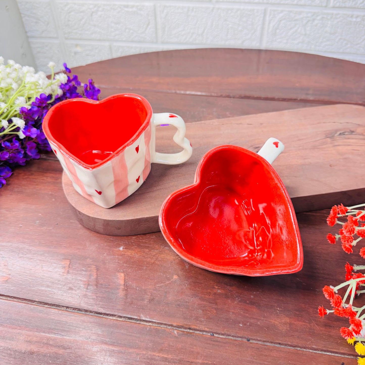 Heart-Shaped Ceramic Mug – Red & Pink Love Edition