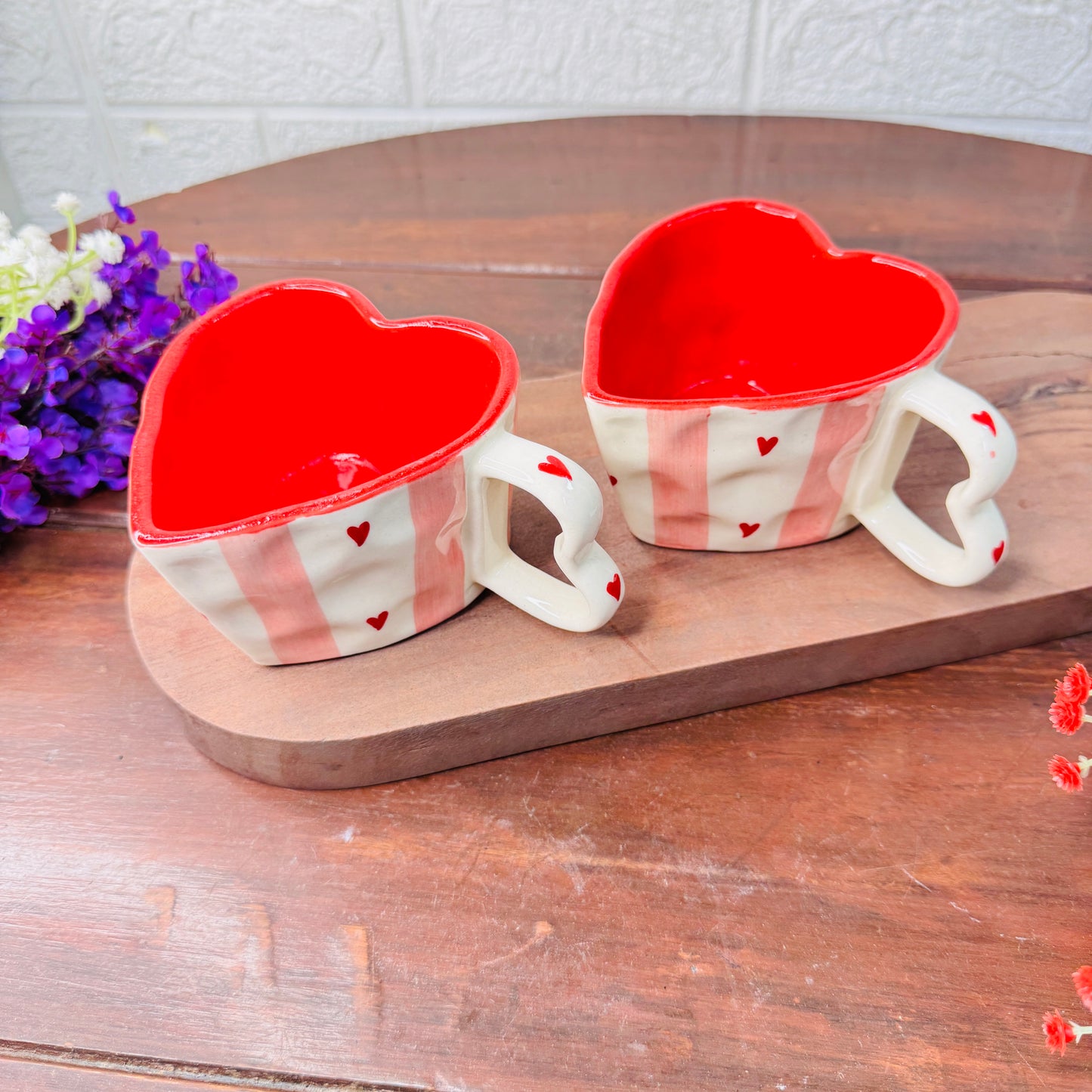 Heart-Shaped Ceramic Mug – Red & Pink Love Edition