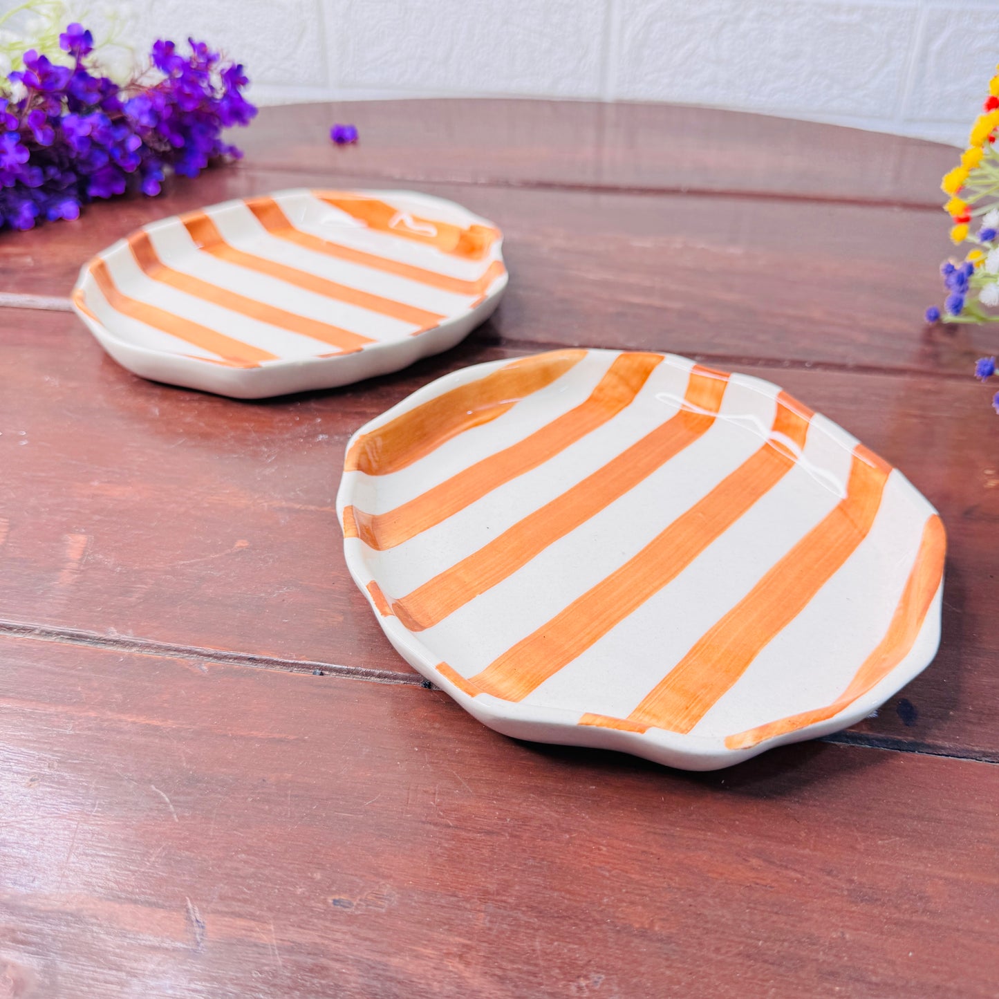 Orange Stripe Ceramic Plate