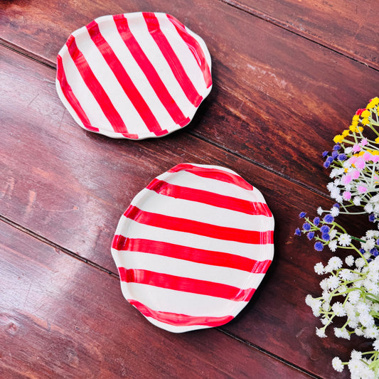 Red Stripe Ceramic Plate