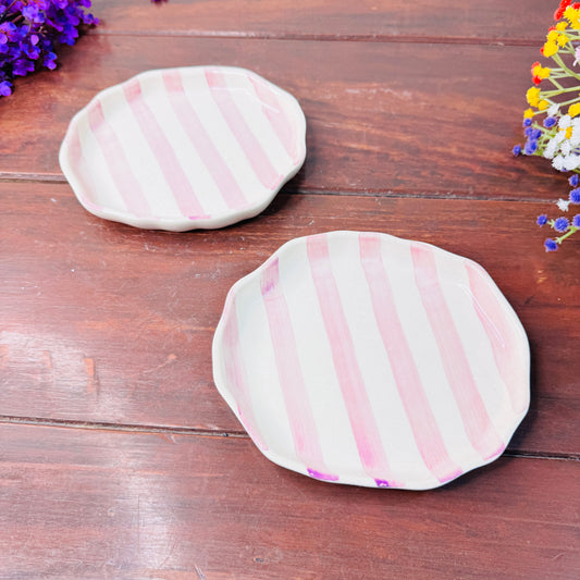 Pink Stripe Ceramic Plate