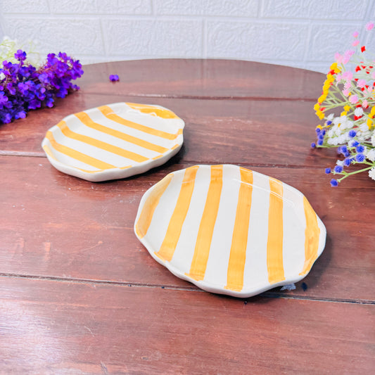 Yellow Stripe Ceramic Plate