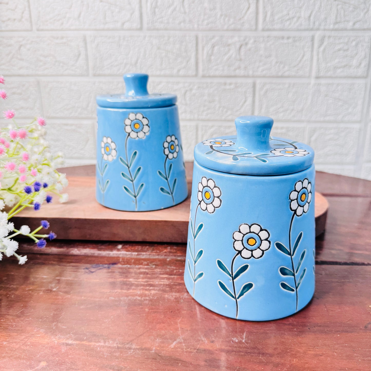 Blossom Blue Ceramic Storage Jar