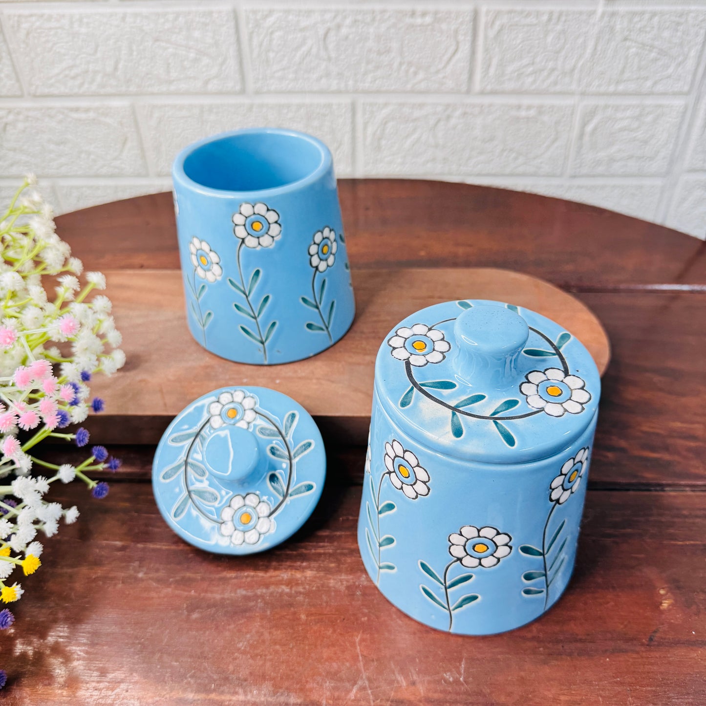 Blossom Blue Ceramic Storage Jar