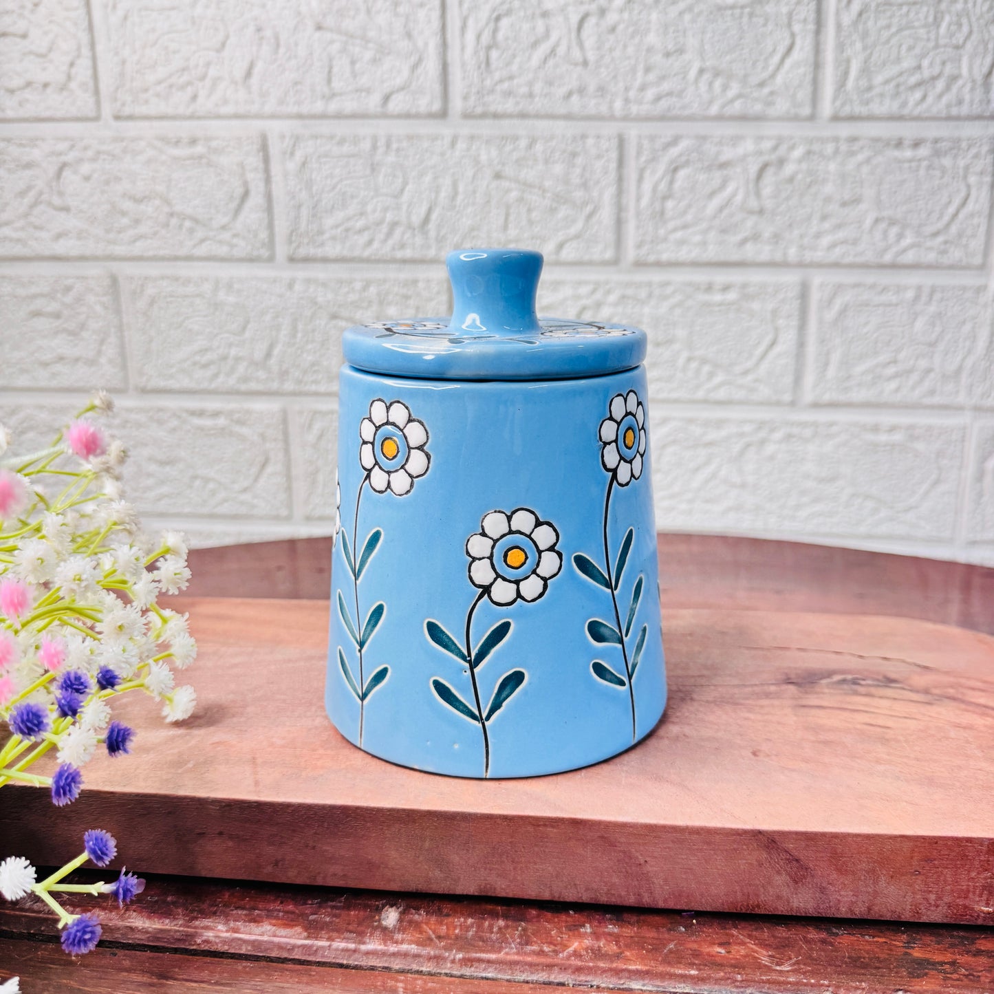 Blossom Blue Ceramic Storage Jar