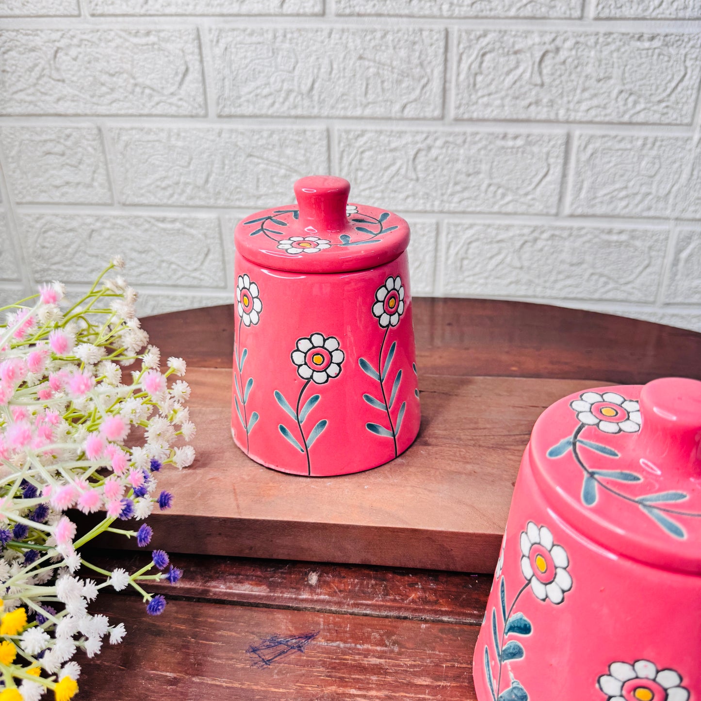 Blossom Pink Ceramic Storage Jar