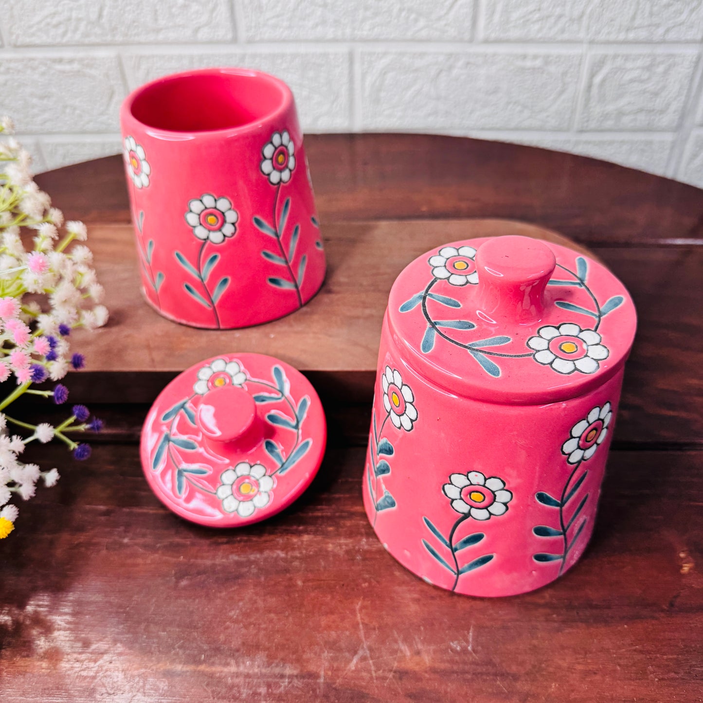 Blossom Pink Ceramic Storage Jar