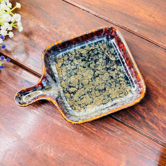 Midnight Ember Ceramic Square Pan Plate