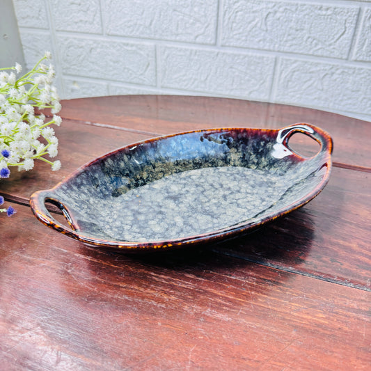 Midnight Ember Oval Serving Dish