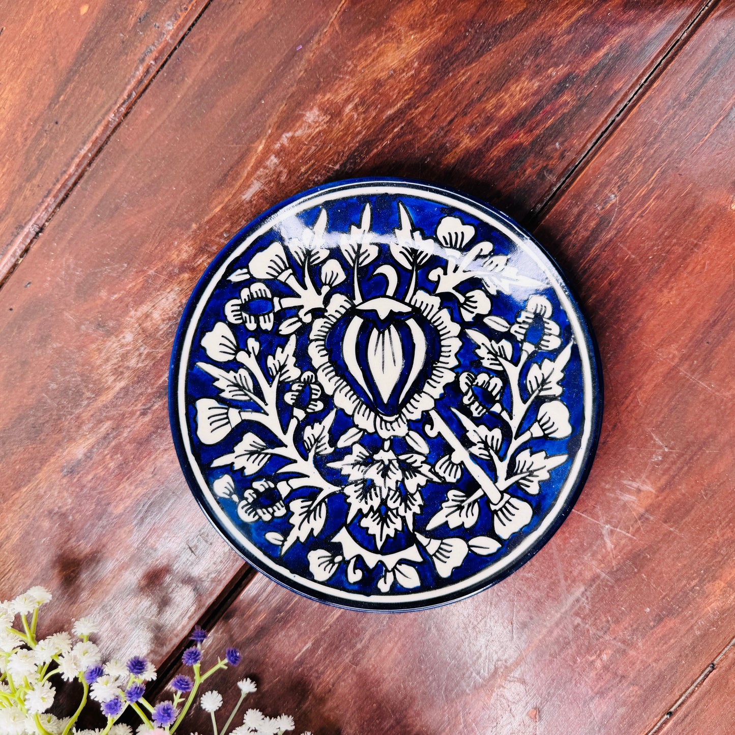 Indigo Blossom Ceramic Plate