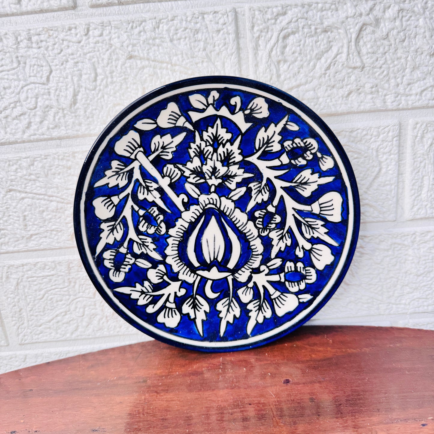 Indigo Blossom Ceramic Plate