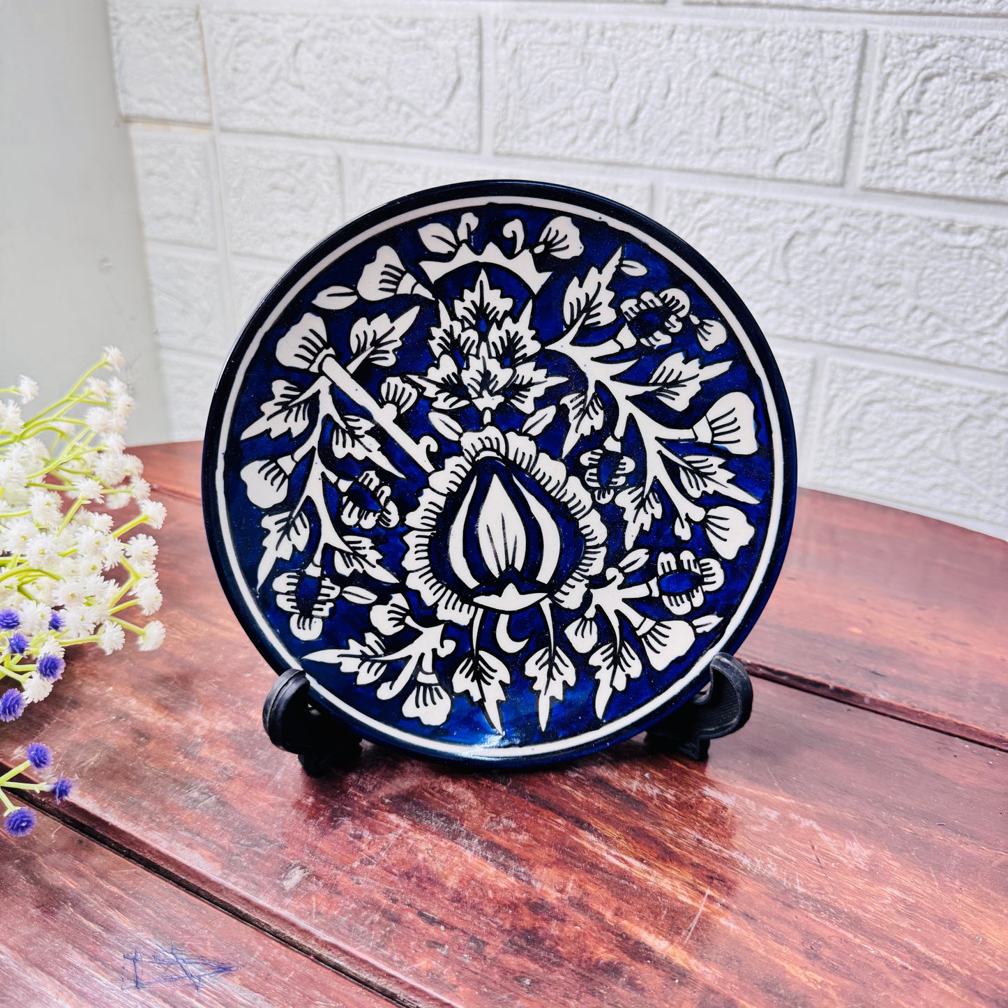 Indigo Blossom Ceramic Plate
