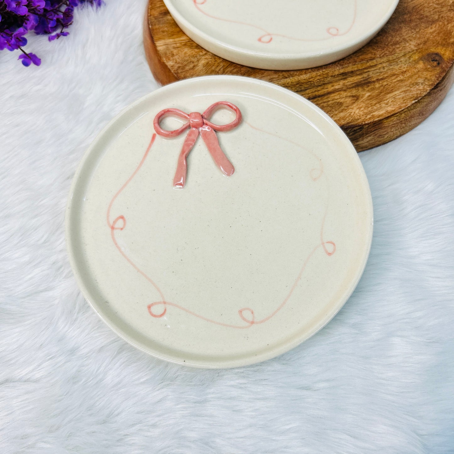 Blush Bow Dessert Platter Plate