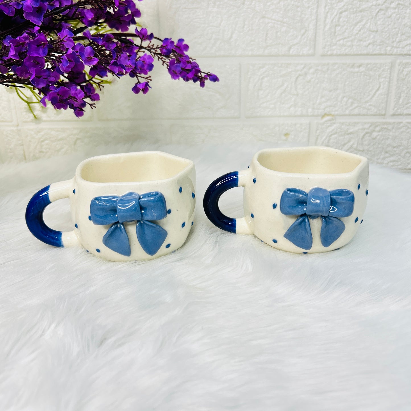 Blue Bow Mug – Polka Dot Edition