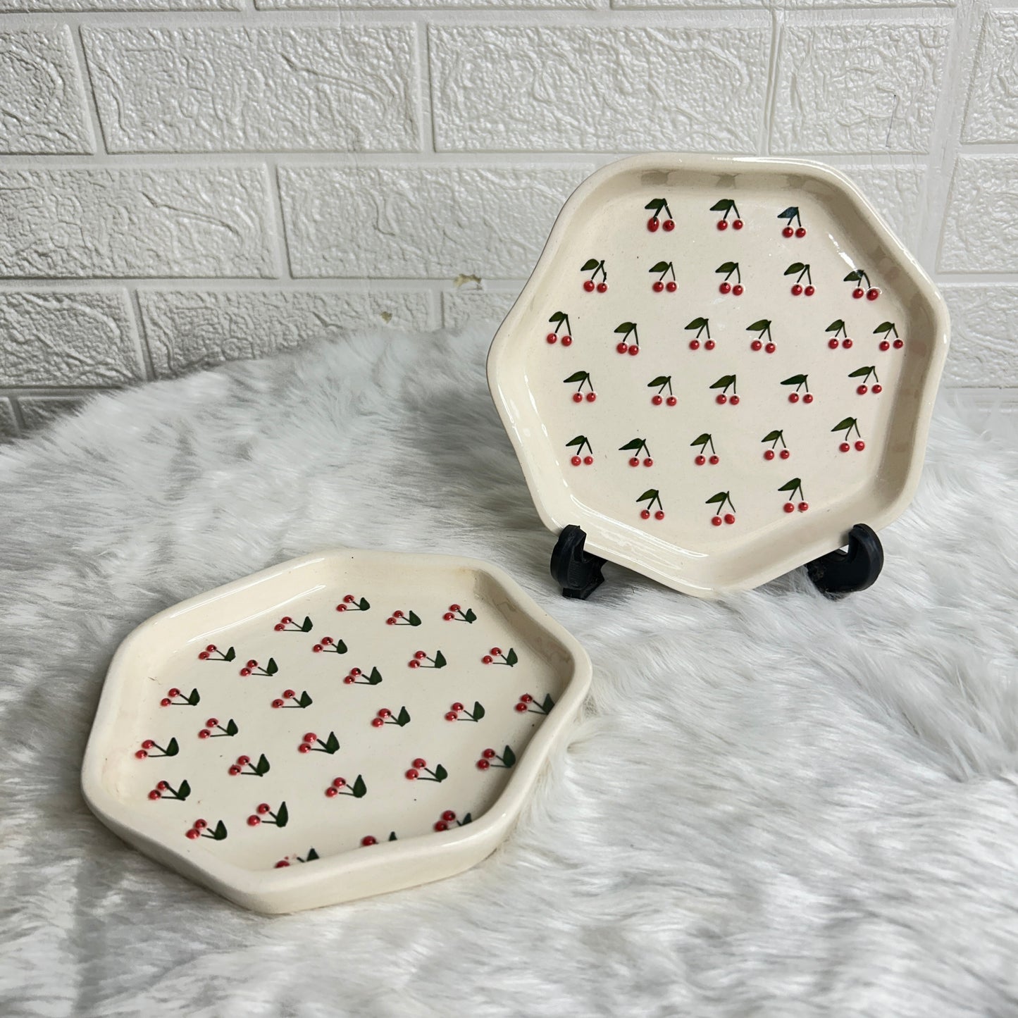 3D Cherry Snack Plate 7 inch
