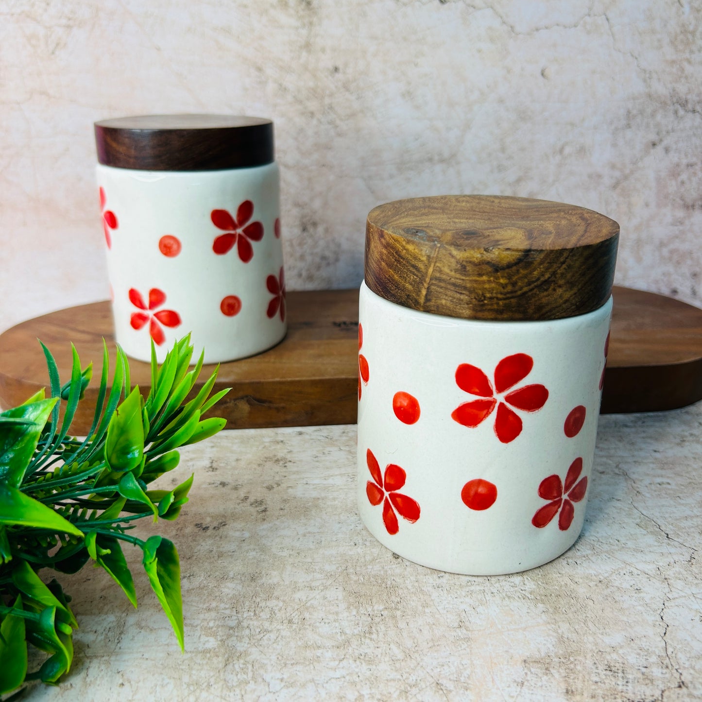 Red Flower Airtight Jar (Pack of 1)