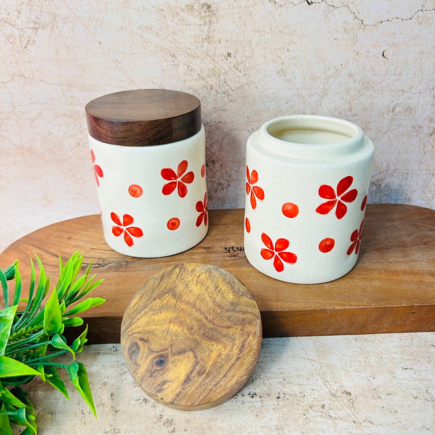Red Flower Airtight Jar (Pack of 1)