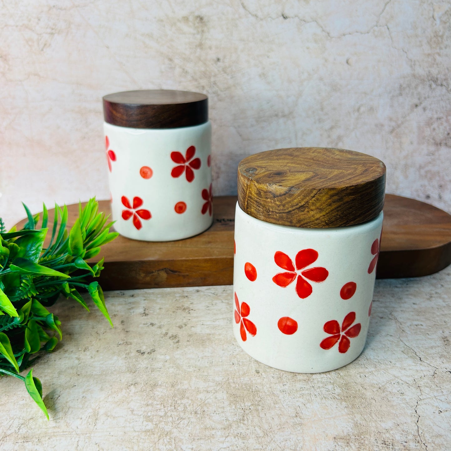 Red Flower Airtight Jar (Pack of 1)
