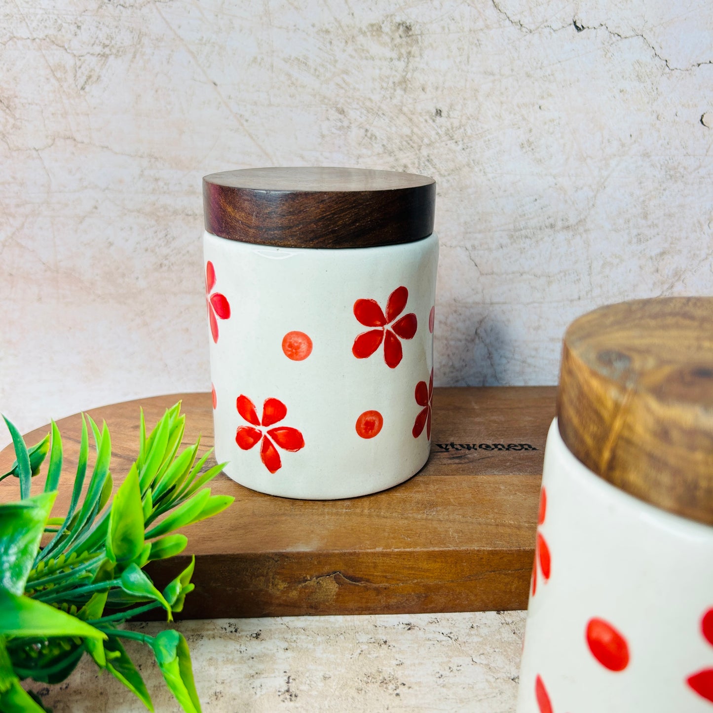 Red Flower Airtight Jar (Pack of 1)