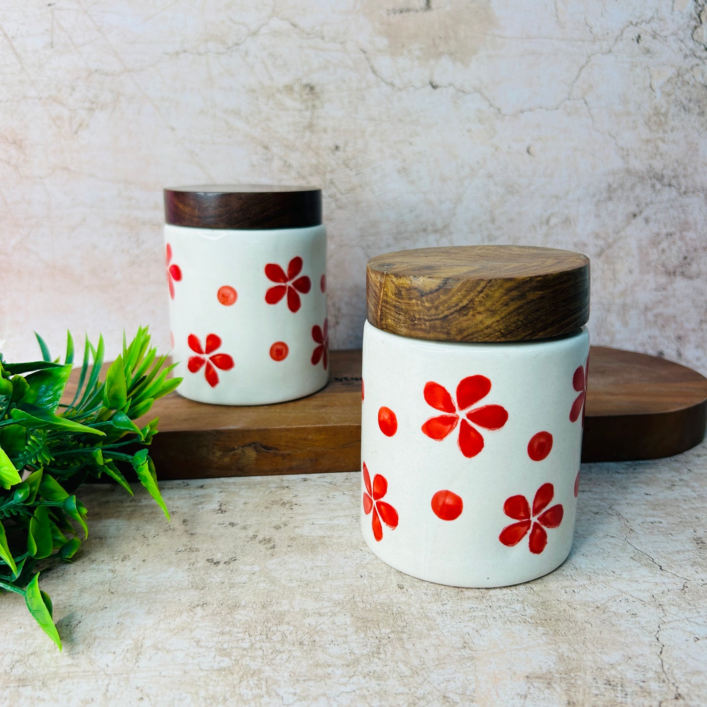 Red Flower Airtight Jar (Pack of 1)