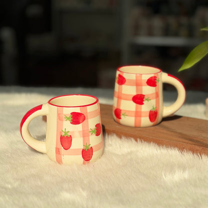 Strawberry Checkered Coffee Mug