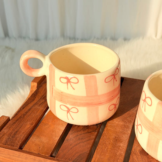 Blush Ribbon Ceramic Coffee Mug