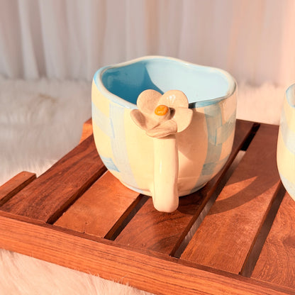 Daisy Bloom Blue Ceramic Coffee Mug