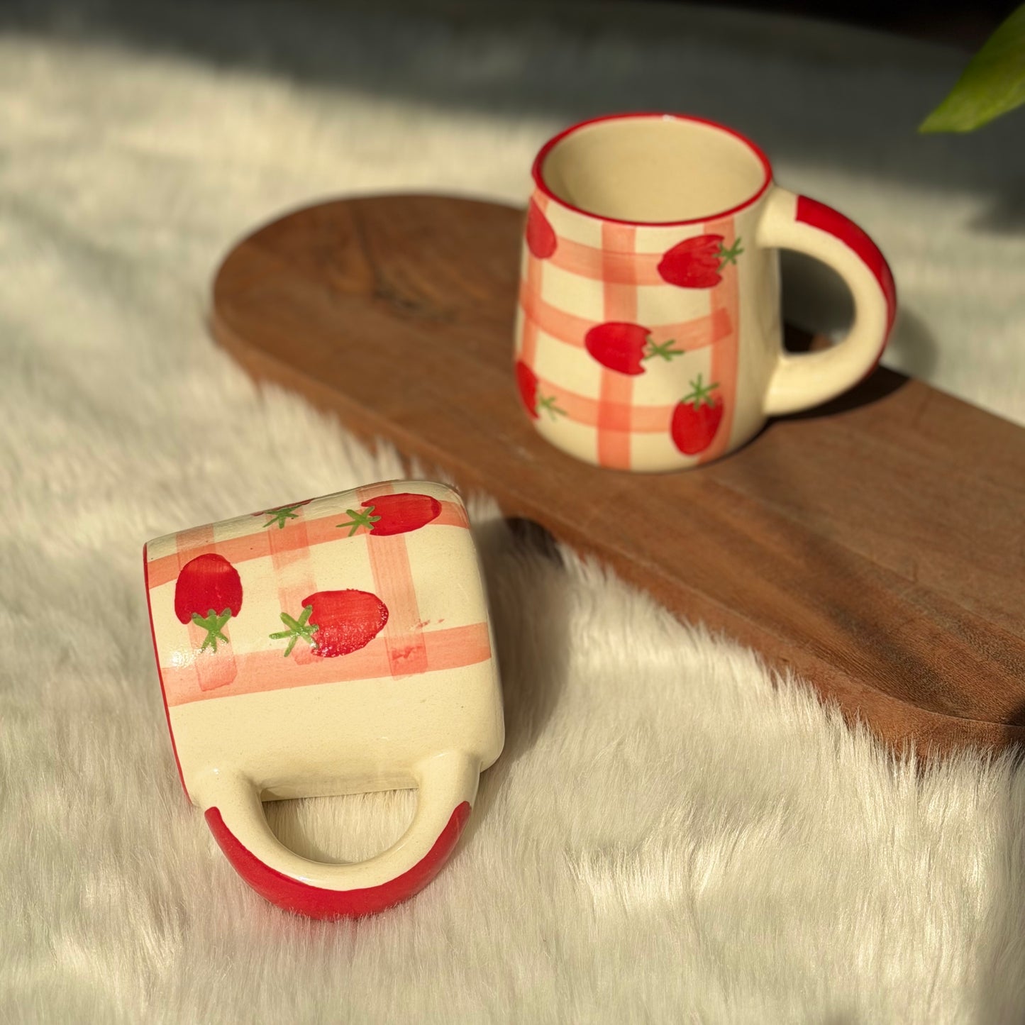 Strawberry Checkered Coffee Mug