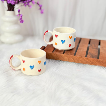 Rainbow Hearts Handcrafted Ceramic Mug