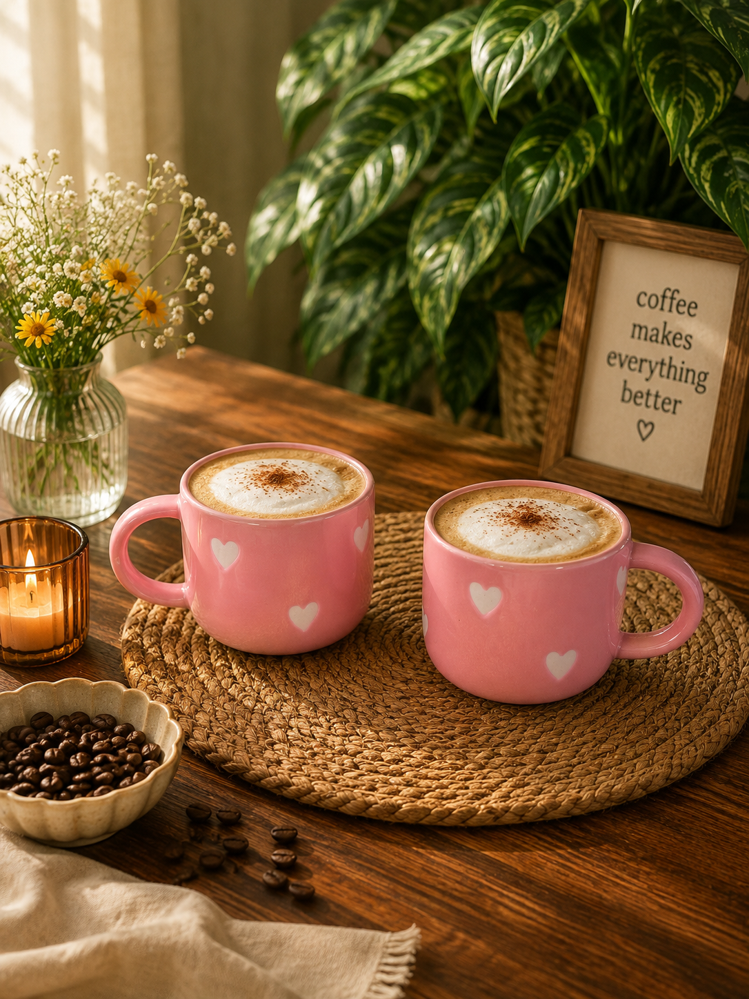 Pink Heart Ceramic Coffee Mug