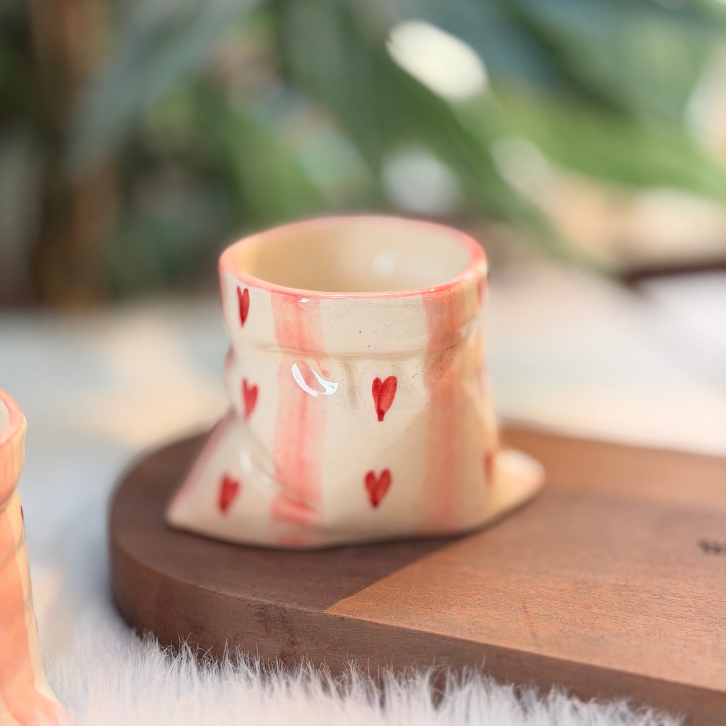Crumpled Heart Ceramic Coffee Pouch