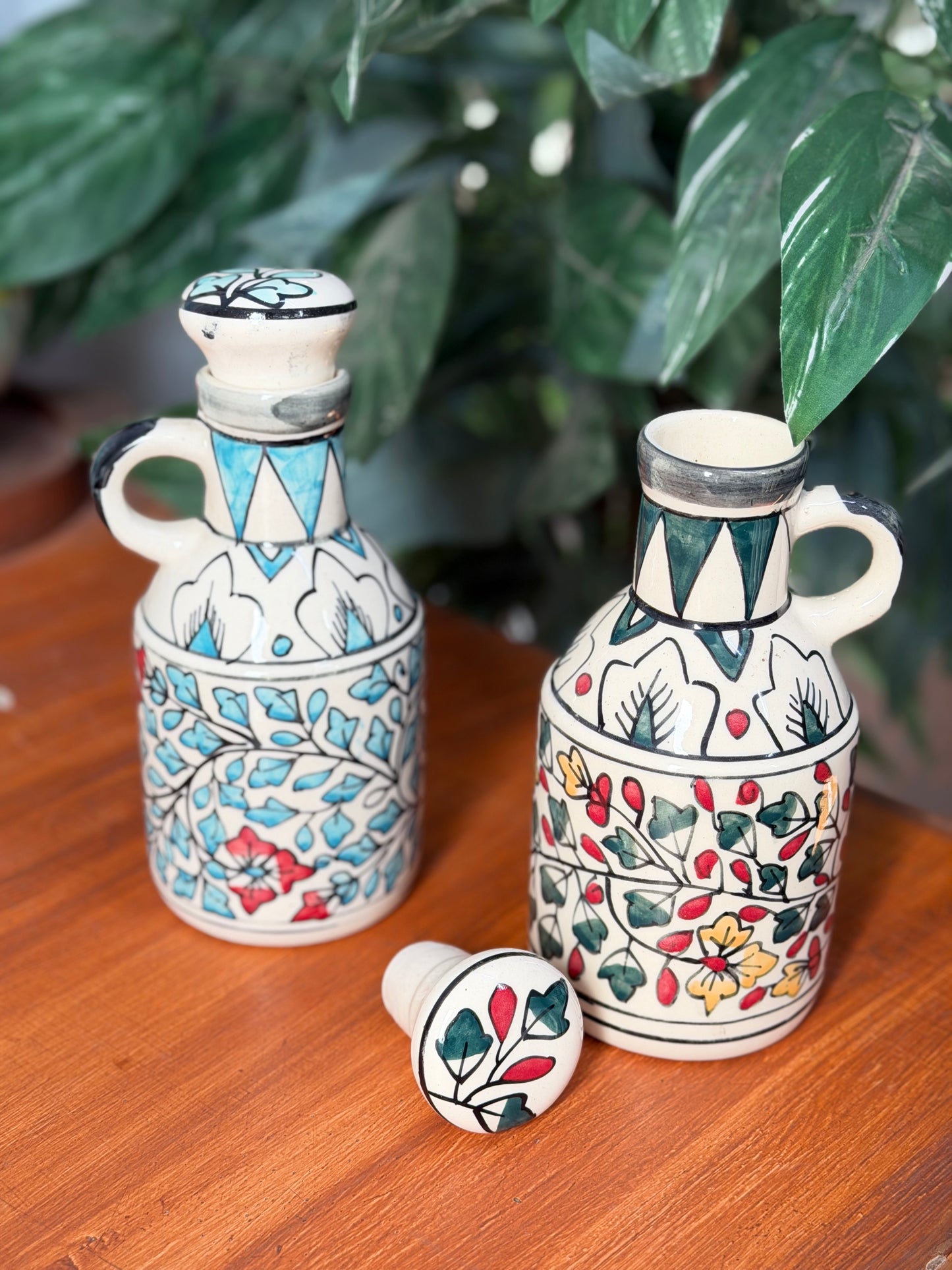 Floral Ceramic Oil & Vinegar Bottle Set of 2 - 500 ml