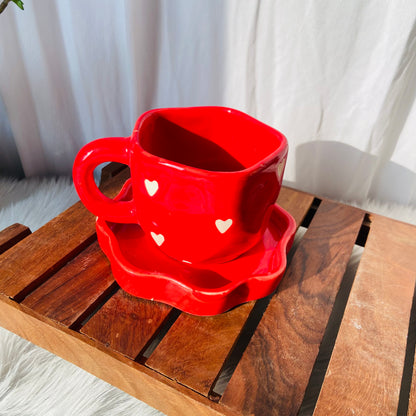 Red Heart Cup Saucer