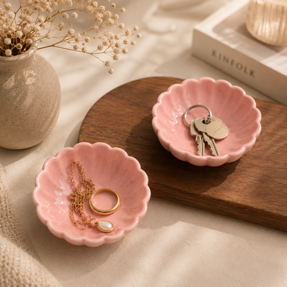 Blush Bloom Ceramic Trinket Bowl (set of 2)