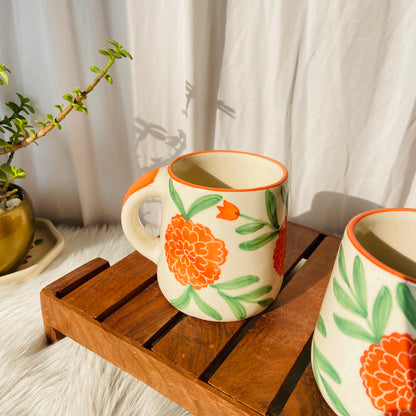Marigold Garden 3-Piece Ceramic Set – Plate, Bowl & Mug (Hand-Painted)