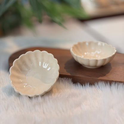 Ivory Bloom Ceramic Trinket Bowl (set of 2)