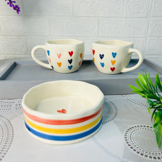 Rainbow Morning Ceramic Breakfast Combo Set (set of 3 )